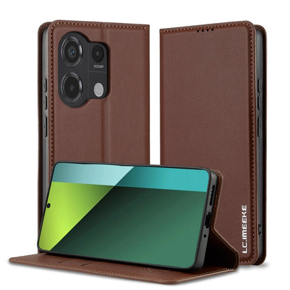 Pour Redmi Note 13 Pro 4G LC.IMEEKE Série L1 Étui de téléphone en PU givré à texture fine (marron)
