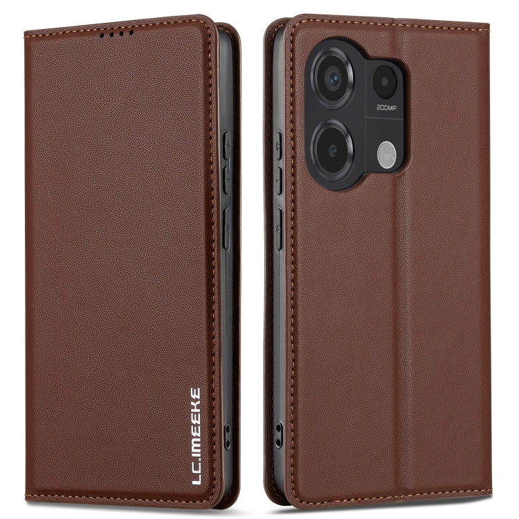 Pour Redmi Note 13 Pro 4G LC.IMEEKE Série L1 Étui de téléphone en PU givré à texture fine (marron)
