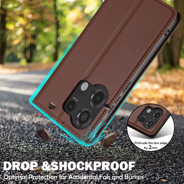 Pour Redmi Note 13 Pro 4G LC.IMEEKE Série L1 Étui de téléphone en PU givré à texture fine (marron)