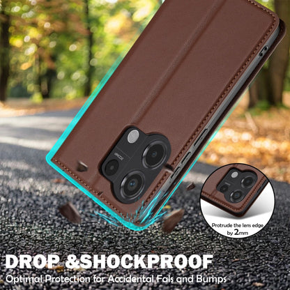 Pour Redmi Note 13 Pro 4G LC.IMEEKE Série L1 Étui de téléphone en PU givré à texture fine (marron)