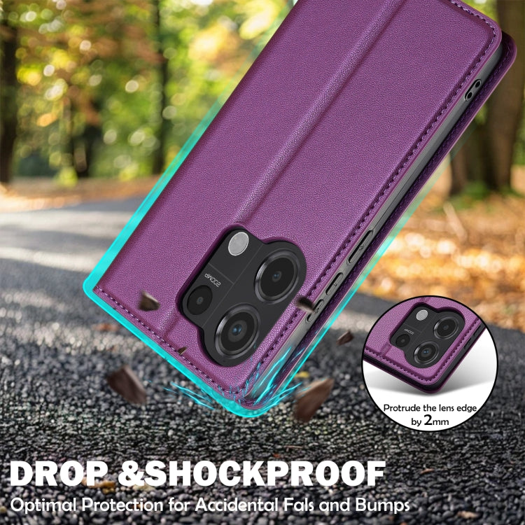 For Redmi Note 13 Pro 4G LC.IMEEKE L1 Series Frosted Fine Texture PU Phone Case(Purple)