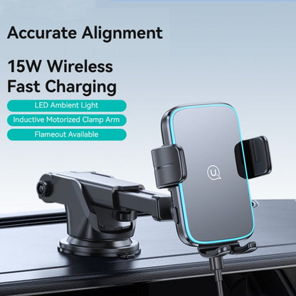USAMS CD229 15W Accurate Aligment Wireless Charging Car Phone Holder with Suction Cup(Black)
