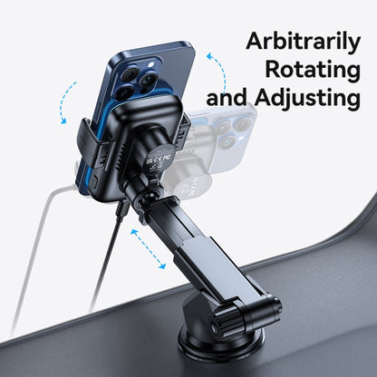 USAMS CD229 15W Accurate Aligment Wireless Charging Car Phone Holder with Suction Cup(Black)