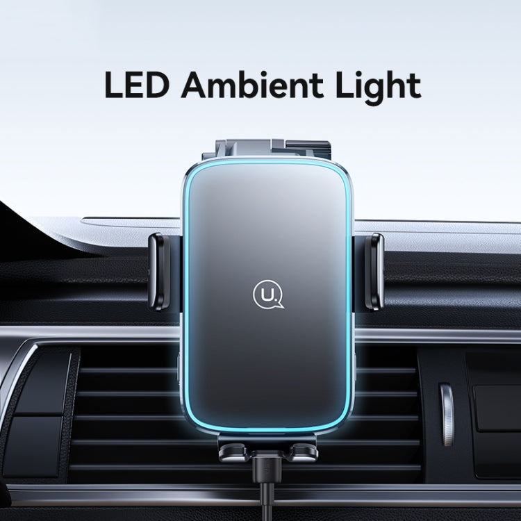 USAMS CD229 15W Accurate Aligment Wireless Charging Car Phone Holder with Suction Cup(Black)