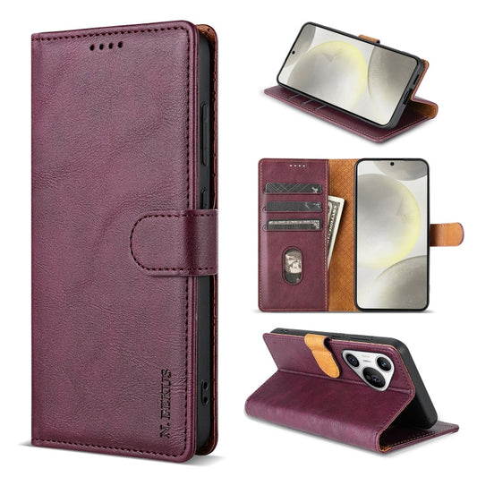 Pour Huawei Pura 70 N.BEKUS CSJ-P1 Étui de téléphone en cuir de couleur unie (rouge vin)