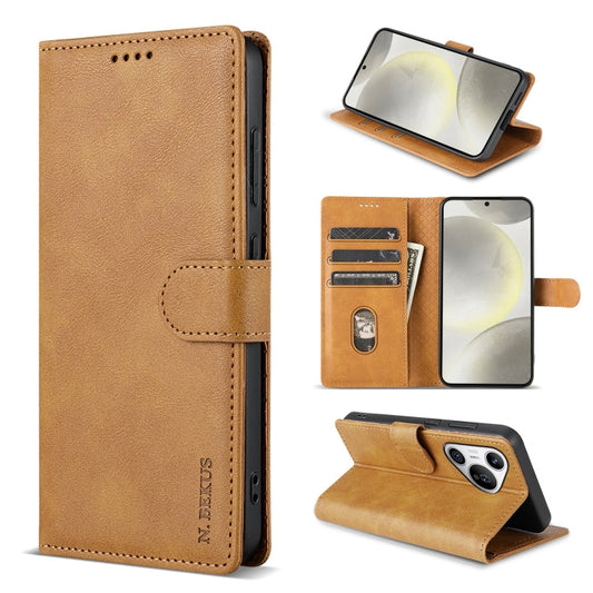 Pour Huawei Pura 70 N.BEKUS CSJ-P1 Coque de téléphone en cuir couleur unie (marron)