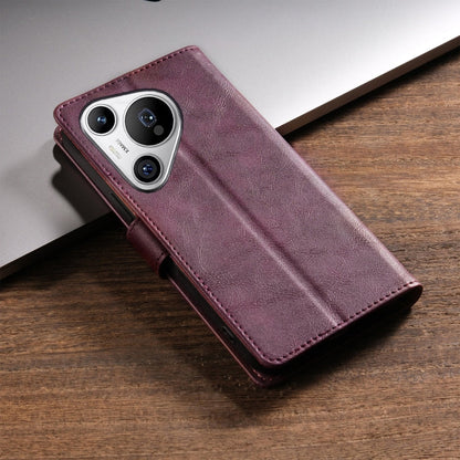 For Huawei Pura 70 Ultra N.BEKUS CSJ-P1 Solid Color Leather Phone Case(Wine Red)