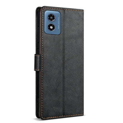 Pour Motorola Moto G24 N.BEKUS CSJ-P1 Étui de téléphone en cuir de couleur unie (noir)