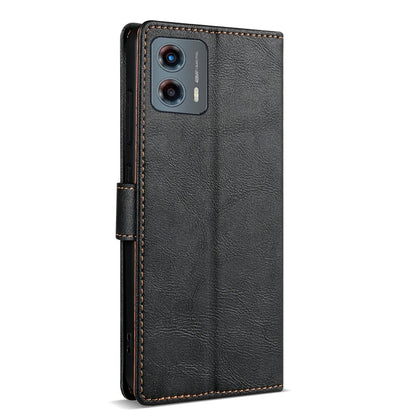 Pour Motorola Moto G 5G 2024 N.BEKUS CSJ-P1 Étui de téléphone en cuir de couleur unie (noir)