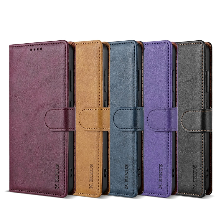 Pour Motorola Moto G24 N.BEKUS CSJ-P1 Étui de téléphone en cuir de couleur unie (noir)