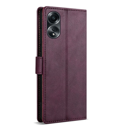 For OPPO A78 5G N.BEKUS CSJ-P1 Solid Color Leather Phone Case(Wine Red)