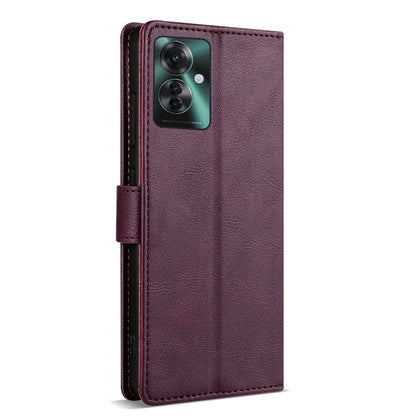 For OPPO Reno11 F 5G N.BEKUS CSJ-P1 Solid Color Leather Phone Case(Wine Red)