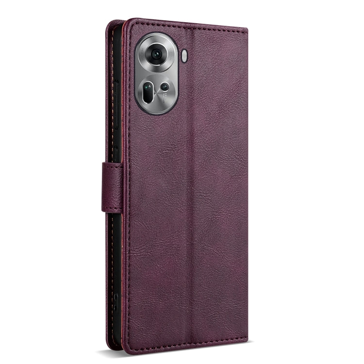 For OPPO Reno11 Pro 5G Global N.BEKUS CSJ-P1 Solid Color Leather Phone Case(Wine Red)