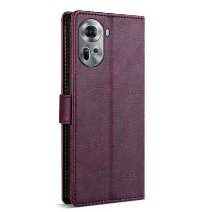 For OPPO Reno11 Pro 5G Global N.BEKUS CSJ-P1 Solid Color Leather Phone Case(Wine Red)