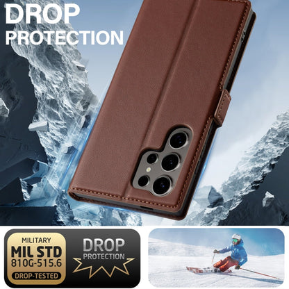 For Samsung Galaxy S24 Ultra 5G LC.IMEEKE L1 Series Frosted Fine Texture PU Phone Case(Brown)