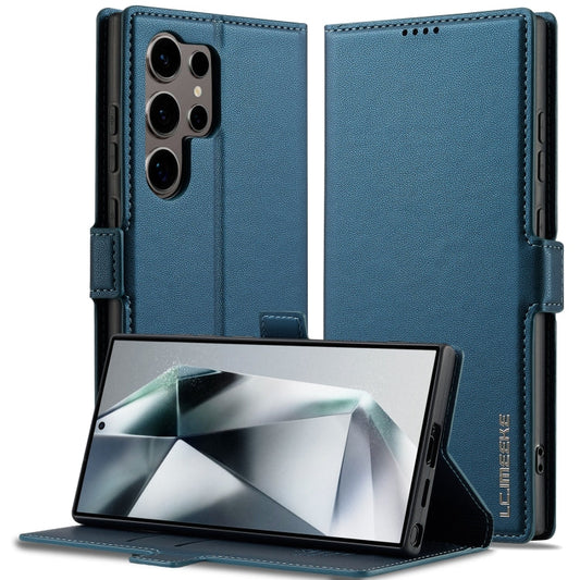 Pour Samsung Galaxy S24 Ultra 5G LC.IMEEKE Série L1 Étui de téléphone en PU givré à texture fine (bleu)