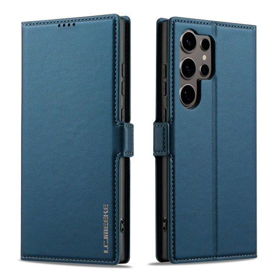 Pour Samsung Galaxy S24 Ultra 5G LC.IMEEKE Série L1 Étui de téléphone en PU givré à texture fine (bleu)