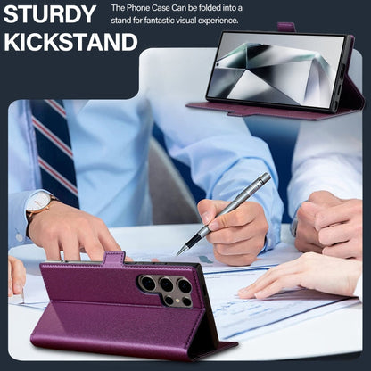 For Samsung Galaxy S24 Ultra 5G LC.IMEEKE L1 Series Frosted Fine Texture PU Phone Case(Purple)