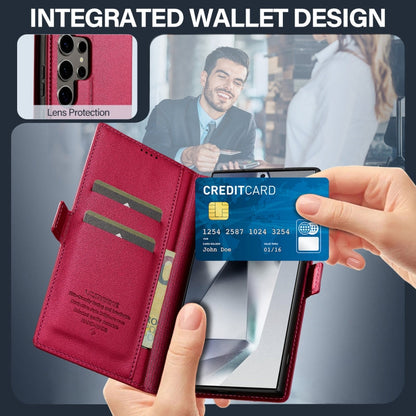 Pour Samsung Galaxy S24 Ultra 5G LC.IMEEKE Série L1 Étui de Téléphone en PU à Texture Fine Givrée (Rouge)