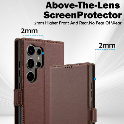 For Samsung Galaxy S23 Ultra 5G LC.IMEEKE L1 Series Frosted Fine Texture PU Phone Case(Brown)