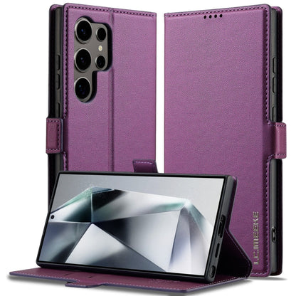 For Samsung Galaxy S23 Ultra 5G LC.IMEEKE L1 Series Frosted Fine Texture PU Phone Case(Purple)