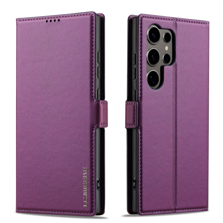 For Samsung Galaxy S23 Ultra 5G LC.IMEEKE L1 Series Frosted Fine Texture PU Phone Case(Purple)