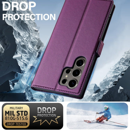 For Samsung Galaxy S23 Ultra 5G LC.IMEEKE L1 Series Frosted Fine Texture PU Phone Case(Purple)