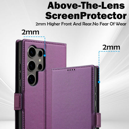 For Samsung Galaxy S23 Ultra 5G LC.IMEEKE L1 Series Frosted Fine Texture PU Phone Case(Purple)