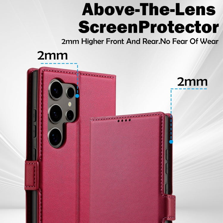 Pour Samsung Galaxy S23 Ultra 5G LC.IMEEKE L1 Series Coque de téléphone en PU Texturé Fin Givré (Rouge)