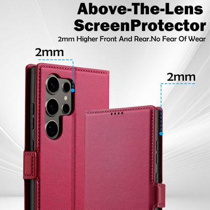 Pour Samsung Galaxy S23 Ultra 5G LC.IMEEKE L1 Series Coque de téléphone en PU Texturé Fin Givré (Rouge)