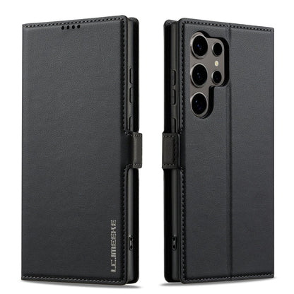 For Samsung Galaxy S22 Ultra 5G LC.IMEEKE L1 Series Frosted Fine Texture PU Phone Case(Black)