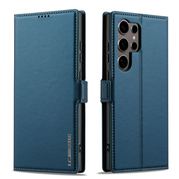 Pour Samsung Galaxy S22 Ultra 5G LC.IMEEKE L1 Series Coque de téléphone en PU à texture fine givrée (Bleu)