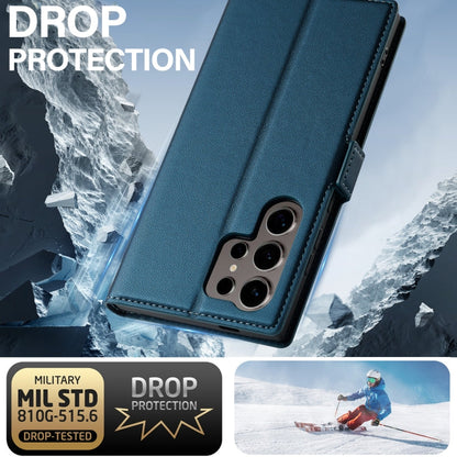Pour Samsung Galaxy S22 Ultra 5G LC.IMEEKE L1 Series Coque de téléphone en PU à texture fine givrée (Bleu)
