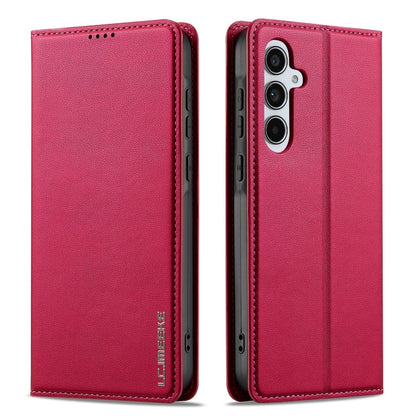 For Samsung Galaxy S24 FE 5G LC.IMEEKE L1 Series Frosted Fine Texture PU Phone Case(Red)