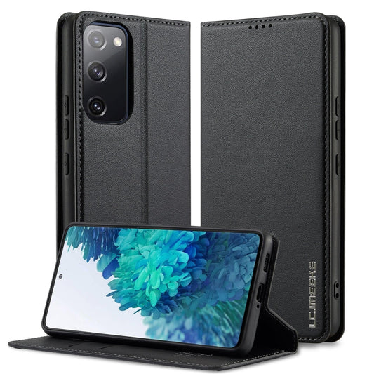 For Samsung Galaxy S20 FE LC.IMEEKE L1 Series Frosted Fine Texture PU Phone Case(Black)