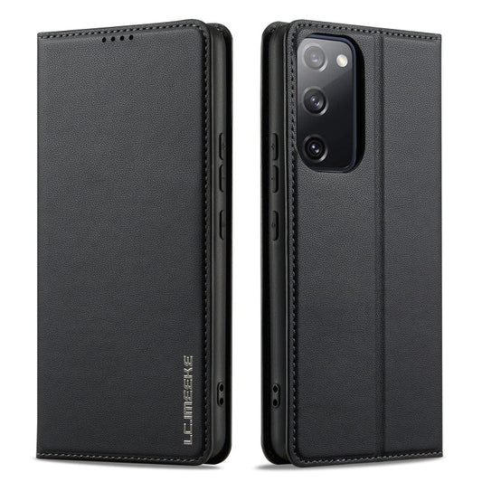 For Samsung Galaxy S20 FE LC.IMEEKE L1 Series Frosted Fine Texture PU Phone Case(Black)