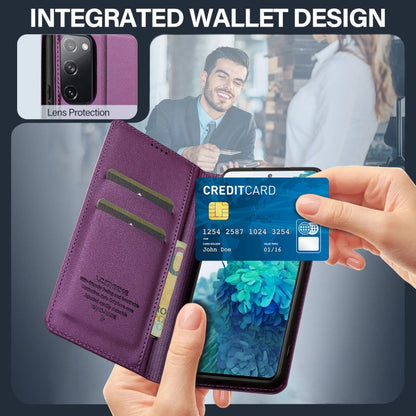 For Samsung Galaxy S20 FE LC.IMEEKE L1 Series Frosted Fine Texture PU Phone Case(Purple)