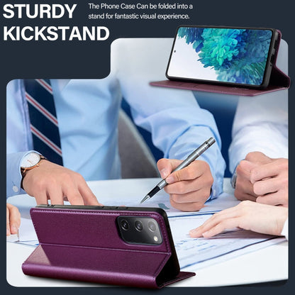 For Samsung Galaxy S20 FE LC.IMEEKE L1 Series Frosted Fine Texture PU Phone Case(Purple)
