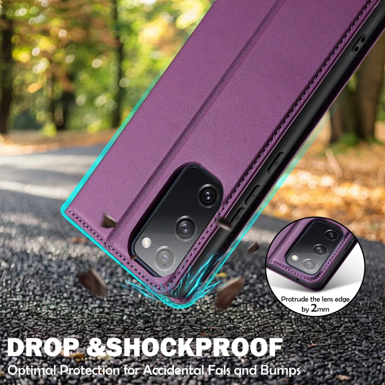 For Samsung Galaxy S20 FE LC.IMEEKE L1 Series Frosted Fine Texture PU Phone Case(Purple)