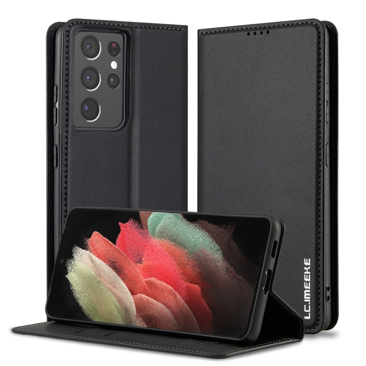Pour Samsung Galaxy S21 Ultra 5G LC.IMEEKE L1 Series Coque de téléphone en PU givré à texture fine (noir)