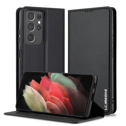 Pour Samsung Galaxy S21 Ultra 5G LC.IMEEKE L1 Series Coque de téléphone en PU givré à texture fine (noir)