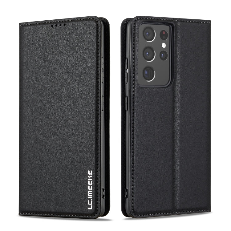 Pour Samsung Galaxy S21 Ultra 5G LC.IMEEKE L1 Series Coque de téléphone en PU givré à texture fine (noir)