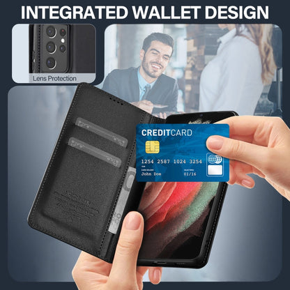 Pour Samsung Galaxy S21 Ultra 5G LC.IMEEKE L1 Series Coque de téléphone en PU givré à texture fine (noir)