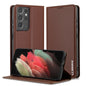 For Samsung Galaxy S21 Ultra 5G LC.IMEEKE L1 Series Frosted Fine Texture PU Phone Case(Brown)