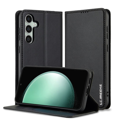 Pour Samsung Galaxy S23 5G LC.IMEEKE Série L1 Étui de téléphone en PU texturé givré (Noir)