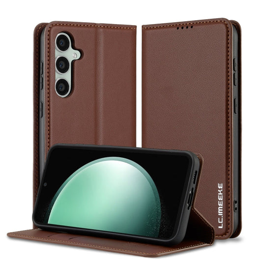 For Samsung Galaxy S23+ 5G LC.IMEEKE L1 Series Frosted Fine Texture PU Phone Case(Brown)