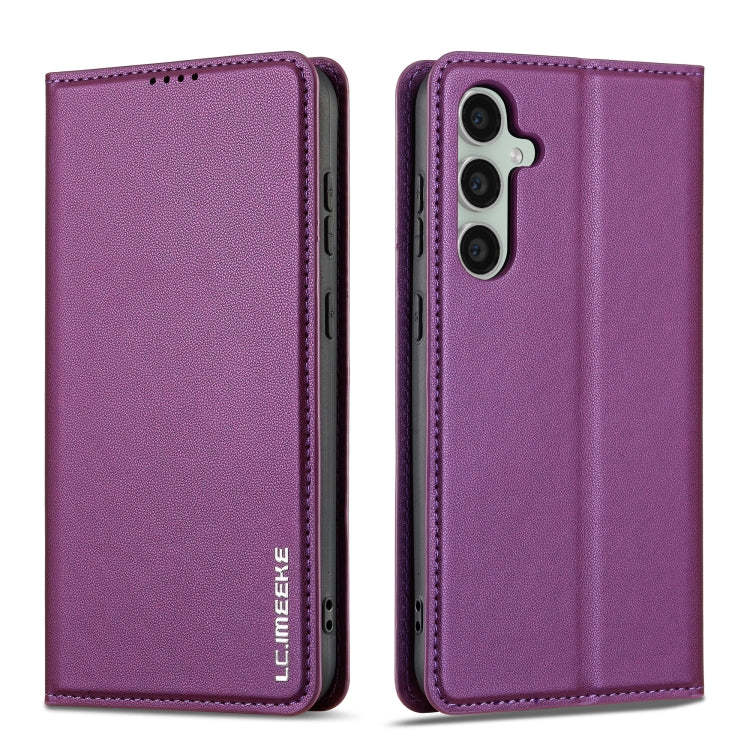 For Samsung Galaxy S23 FE 5G LC.IMEEKE L1 Series Frosted Fine Texture PU Phone Case(Purple)