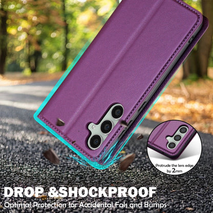 Pour Samsung Galaxy S24 5G LC.IMEEKE Série L1 Étui de téléphone en PU givré à texture fine (Violet)