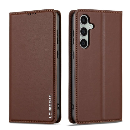 For Samsung Galaxy S24+ 5G LC.IMEEKE L1 Series Frosted Fine Texture PU Phone Case(Brown)