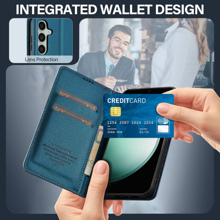 Pour Samsung Galaxy S24+ 5G LC.IMEEKE Série L1 Étui de téléphone en PU givré à texture fine (bleu)